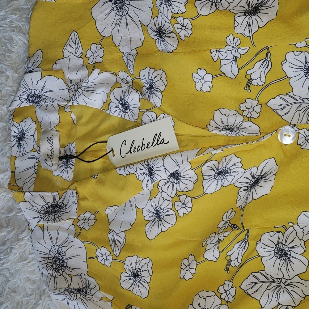 Cleobella Yellow & White Floral Button Jacket / Blazed Medium  nwt - Picture 4 of 8